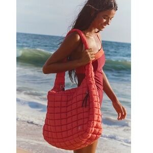 NWT Coral Free People Movement Quilted Carryall